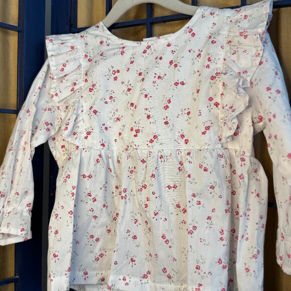 Knotted Fern 2-Piece linen Pinafore & Floral Blouse Set – Size 3T - Picture 4 of 11